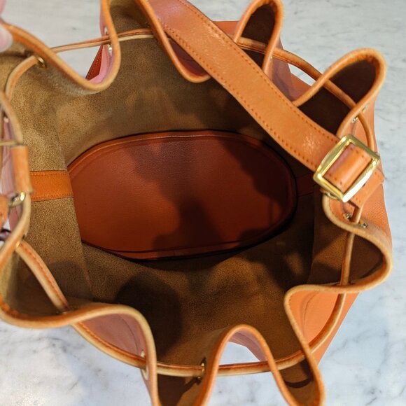 HERMES Vintage Market GM Shoulder Bag Orange Gulliver Leather Circle M 1983 RARE - Picture 14 of 16